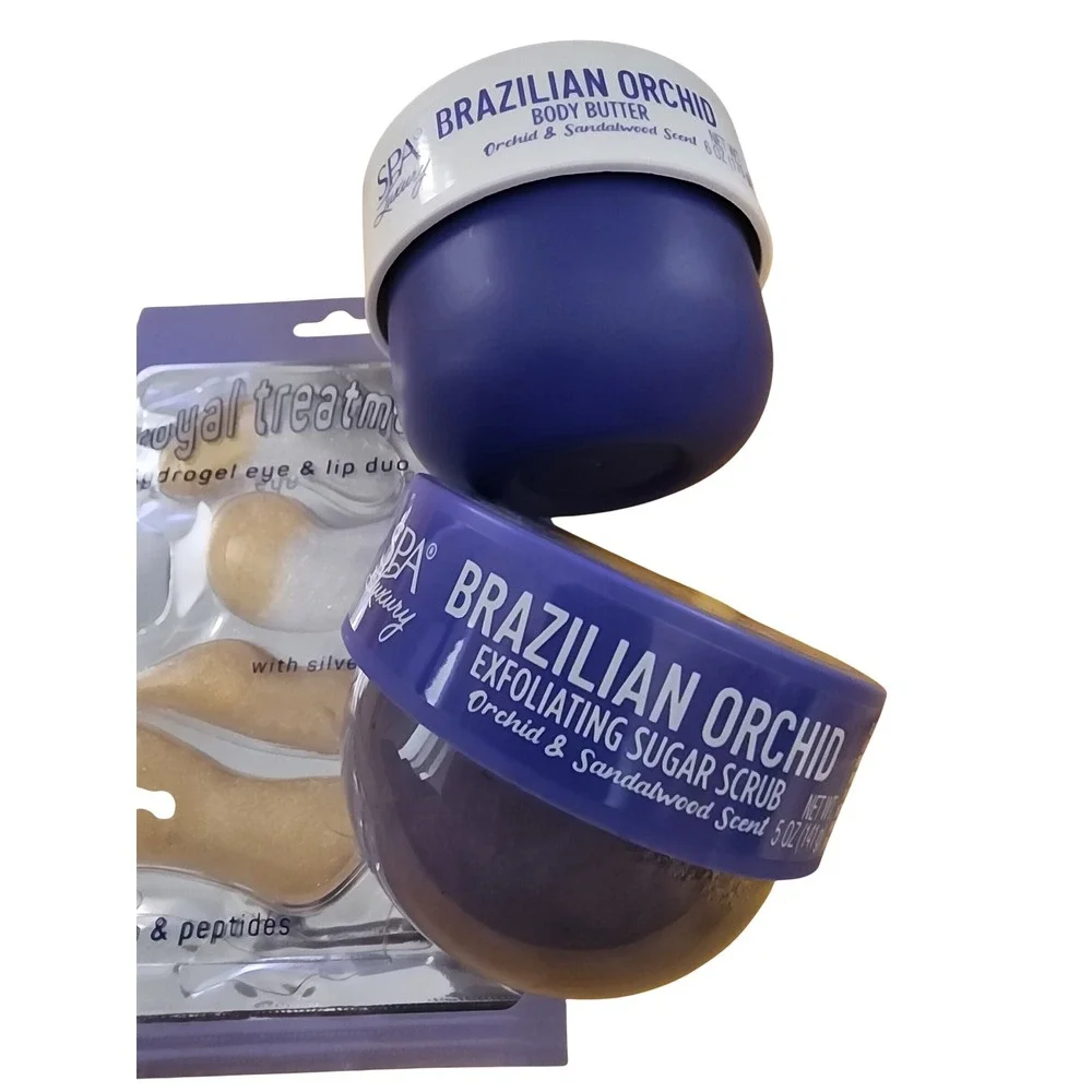 Spa Luxury Brazilian Orchid Body Butter Scrub Set & Spa Scential Mask 4pc Bundle